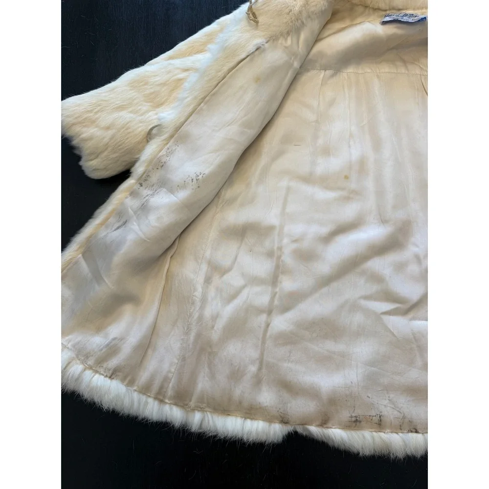 Vintage Faux rabbit Coat Girls Pom Pom Buttons Winter Outerwear‎ Cozy Chic Party - Picture 16 of 16